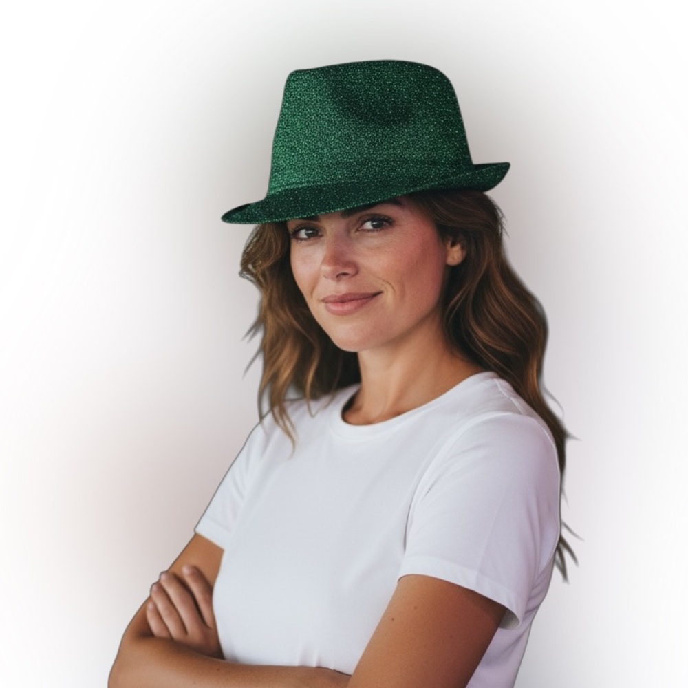 Green Glitter Fedora Hat